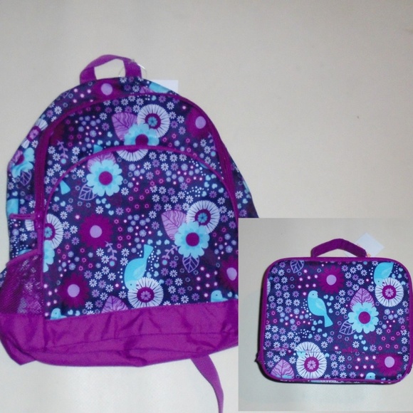 girls backpack with lunchbox